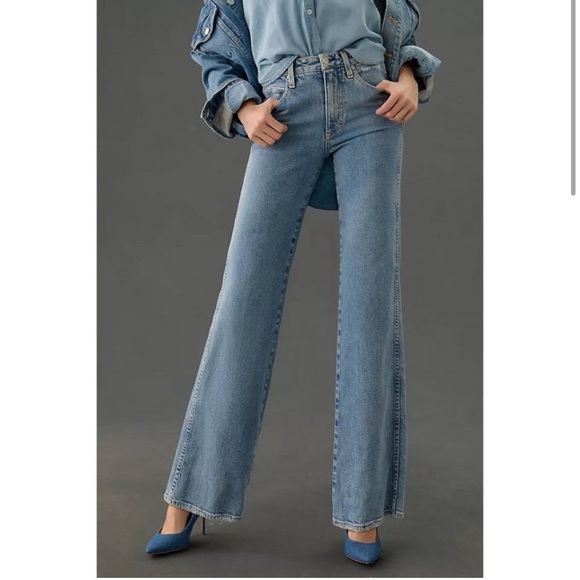 AMO Georgia High-Rise Flare Jeans in Medium Blue Size 31 NWT - Picture 2 of 10